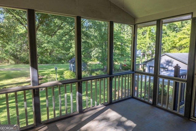 4370 Tradition Ter, Austell, GA 30106 - unfurnished sunroom featuring lofted ceiling and healthy amount of natural light