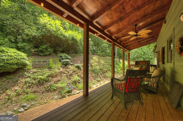 744 Dover Falls Trl, Ellijay, GA 30540 - deck featuring a ceiling fan