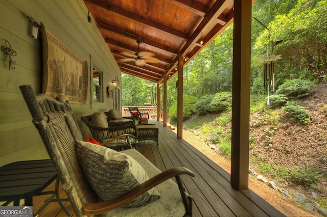 744 Dover Falls Trl, Ellijay, GA 30540 - deck featuring a ceiling fan