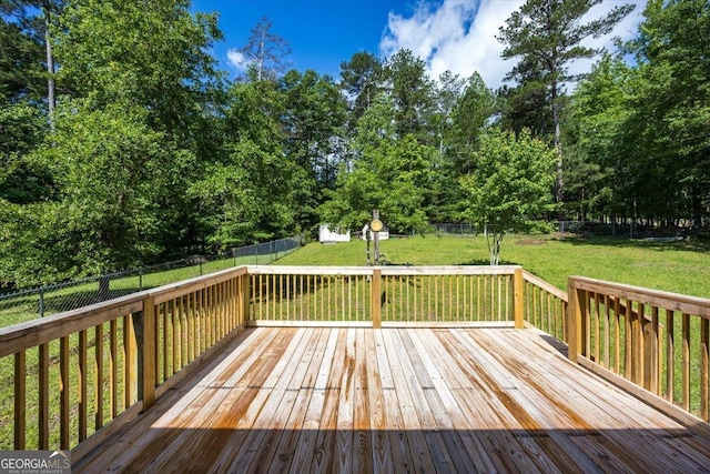 165 Forest Hill Dr, Eatonton, GA 31024 - wooden deck with view of wooded area