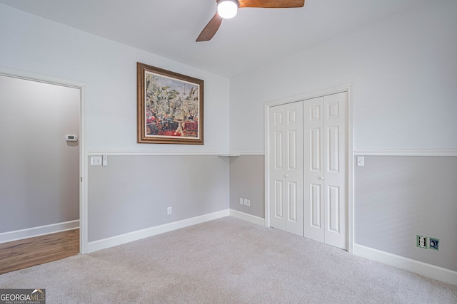 1521 Walthour Rd, Savannah, GA 31410 - unfurnished bedroom with carpet, a closet, baseboards, and ceiling fan