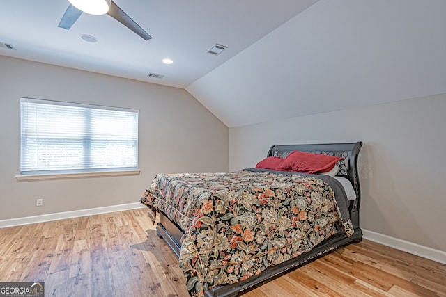 1521 Walthour Rd, Savannah, GA 31410 - bedroom featuring lofted ceiling, baseboards, wood finished floors, ceiling fan, and recessed lighting