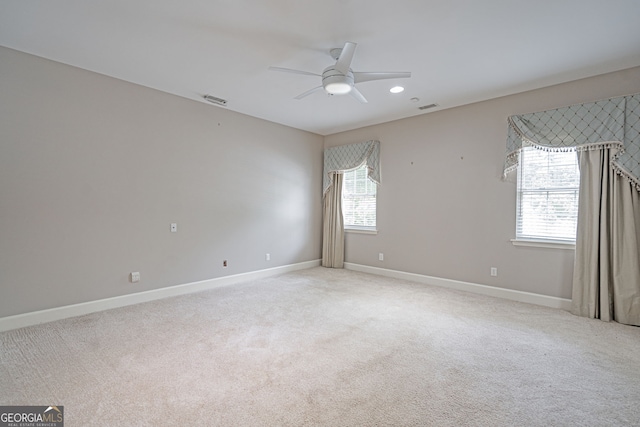 1521 Walthour Rd, Savannah, GA 31410 - spare room featuring a ceiling fan, light carpet, baseboards, and recessed lighting