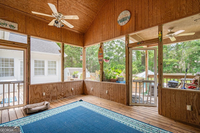 1521 Walthour Rd, Savannah, GA 31410 - unfurnished sunroom featuring a ceiling fan and lofted ceiling
