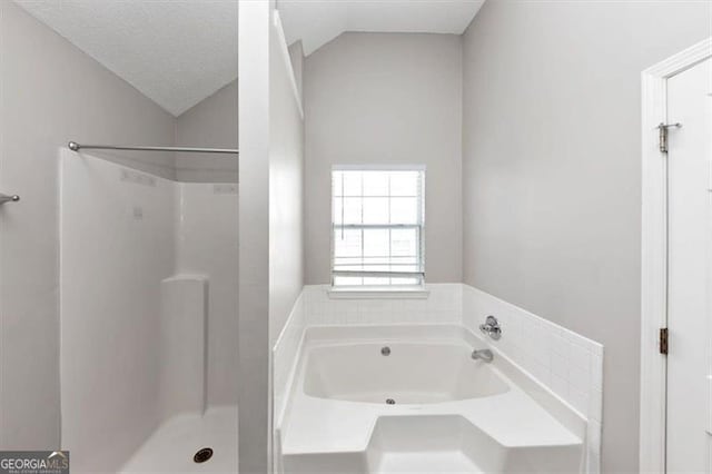 11827 Spring Lake Way, Fayetteville, GA 30215 - full bathroom with a bath, lofted ceiling, and a shower