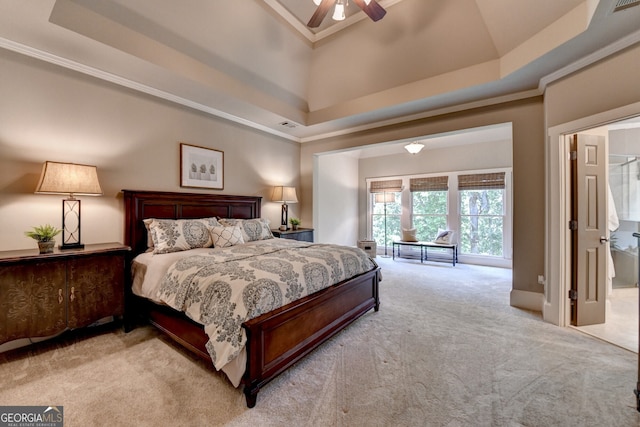 3715 Horizon Ct, Cumming, GA 30041 - bedroom featuring carpet floors, ornamental molding, and a ceiling fan