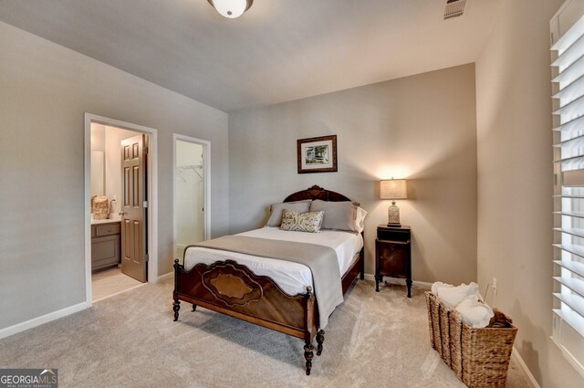 3715 Horizon Ct, Cumming, GA 30041 - bedroom featuring light colored carpet, connected bathroom, and multiple windows
