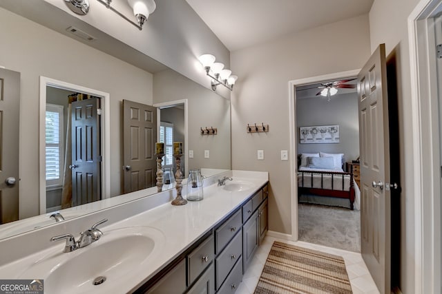 3715 Horizon Ct, Cumming, GA 30041 - full bath with ensuite bath, double vanity, a ceiling fan, and plenty of natural light