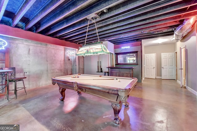 3715 Horizon Ct, Cumming, GA 30041 - recreation room featuring finished concrete flooring and billiards