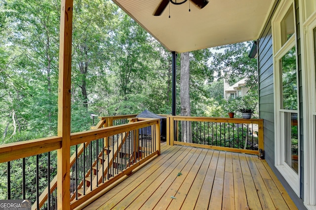 3715 Horizon Ct, Cumming, GA 30041 - wooden deck featuring a ceiling fan