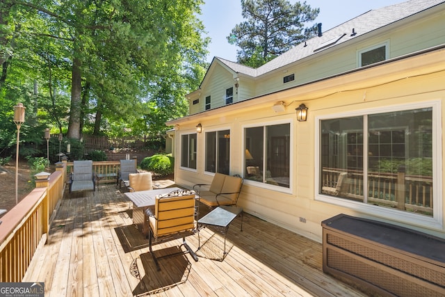 1850 Linnet Ct NE, Roswell, GA 30075 - wooden deck featuring an outdoor living space