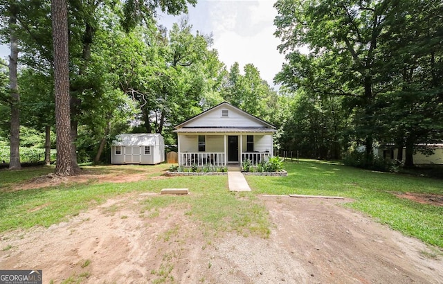 430 Sherwood Cir, Danielsville, GA 30633 - back of house with covered porch, a shed, and a yard
