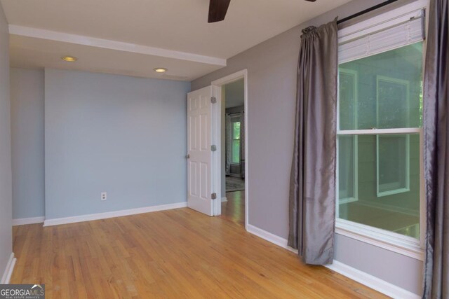 3835 Clubhouse Cir, Gainesville, GA 30501 - unfurnished room with ceiling fan, light wood-style floors, baseboards, and recessed lighting