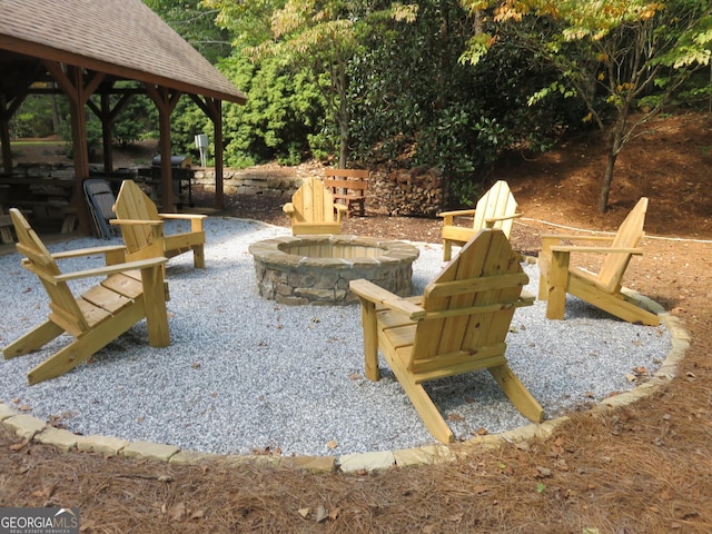 148 Chimney Rdg, Cleveland, GA 30528 - view of patio with an outdoor fire pit, a gazebo, and a grill