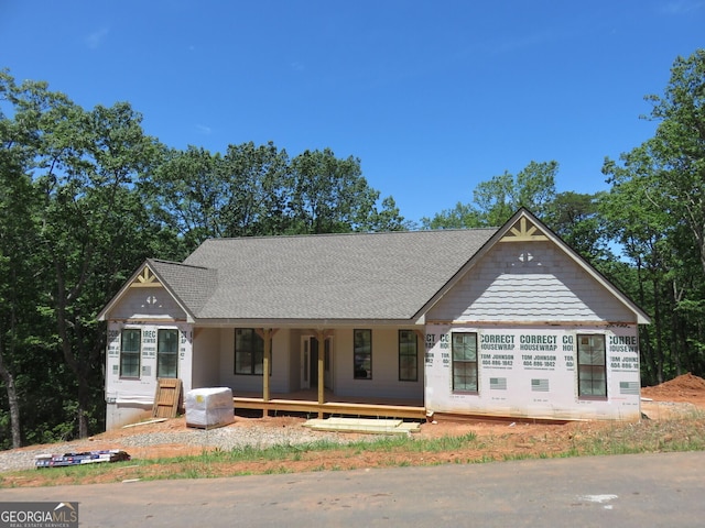148 Chimney Rdg, Cleveland, GA 30528 - unfinished property with covered porch and a shingled roof