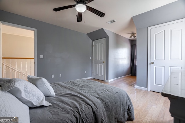 157 Riverbend Cir, Royston, GA 30662 - bedroom featuring light wood-style floors, baseboards, and a ceiling fan