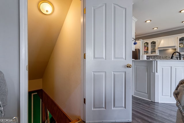 157 Riverbend Cir, Royston, GA 30662 - stairs featuring wood finished floors and recessed lighting