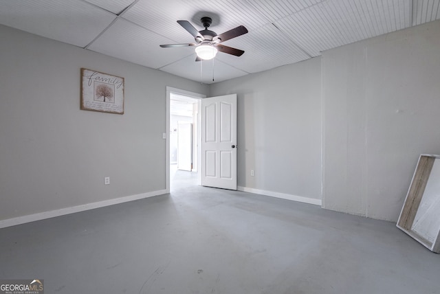 157 Riverbend Cir, Royston, GA 30662 - spare room featuring ceiling fan, concrete flooring, and baseboards