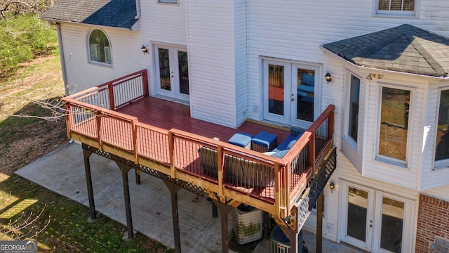 157 Riverbend Cir, Royston, GA 30662 - wooden terrace with french doors and a patio