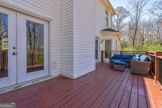 157 Riverbend Cir, Royston, GA 30662 - deck featuring an outdoor living space and french doors