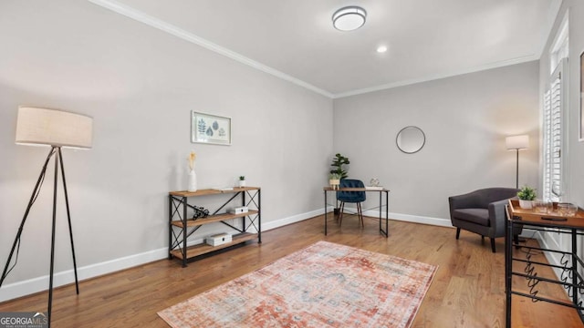 3532 Paces Pl NW, Atlanta, GA 30327 - living area featuring ornamental molding, wood finished floors, and an office area