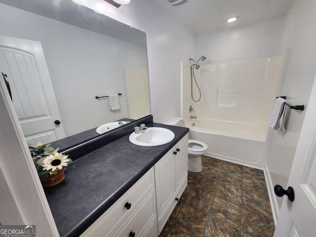 206 York Way, Augusta, GA 30909 - full bathroom with vanity, stone finish flooring, toilet, and shower / bath combination
