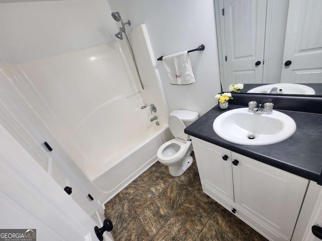 206 York Way, Augusta, GA 30909 - bathroom with vanity, toilet, washtub / shower combination, and stone finish flooring