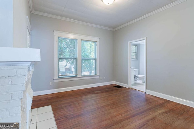 3361 Myrtle St, Atlanta, GA 30354 - unfurnished living room with hardwood / wood-style floors and ornamental molding