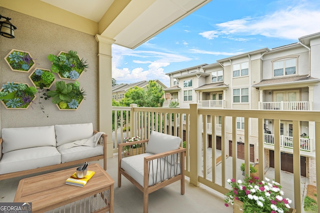 1199 Lavista Rd NE, Atlanta, GA 30324 - balcony with an outdoor hangout area and a residential view