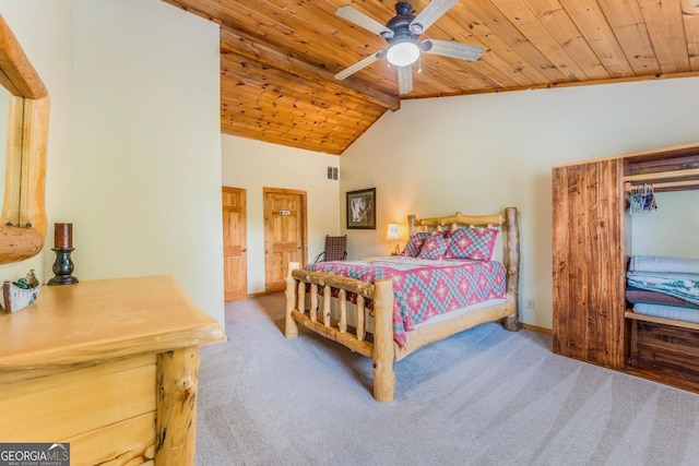 76 River Forest Pl Unit D, Suches, GA 30572 - bedroom featuring wood ceiling, carpet floors, a ceiling fan, and baseboards