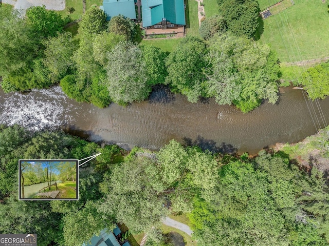 76 River Forest Pl Unit D, Suches, GA 30572 - aerial view of property and surrounding area featuring a large body of water and property boundaries highlighted