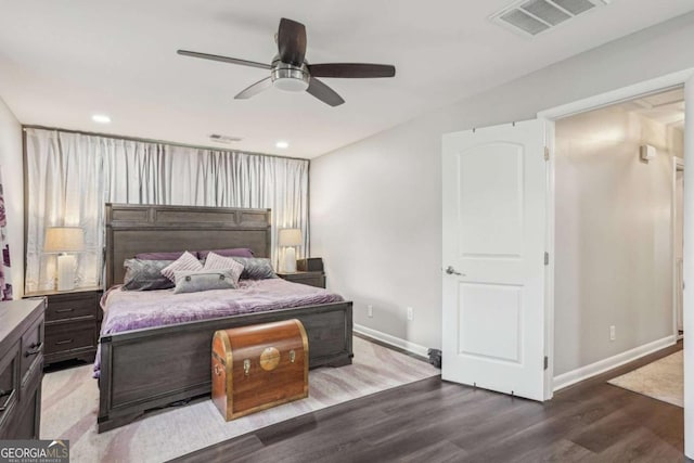 156 Sims St, Winder, GA 30680 - bedroom featuring wood finished floors, baseboards, recessed lighting, and ceiling fan