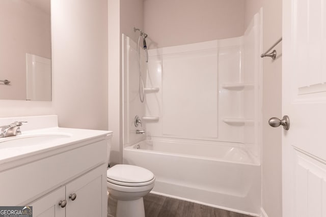 162 Cool Creek Ct, Dallas, GA 30132 - bathroom with vanity, wood finished floors, and tub / shower combination