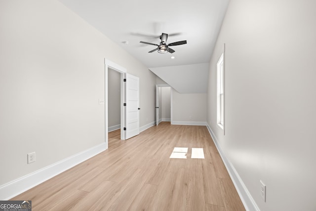 401 Roper Dr, Clarkesville, GA 30523 - additional living space featuring ceiling fan, baseboards, light wood-style floors, and recessed lighting