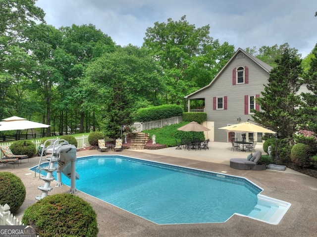 270 Stone Ln, Blue Ridge, GA 30513 - outdoor pool featuring outdoor dining area and a patio area