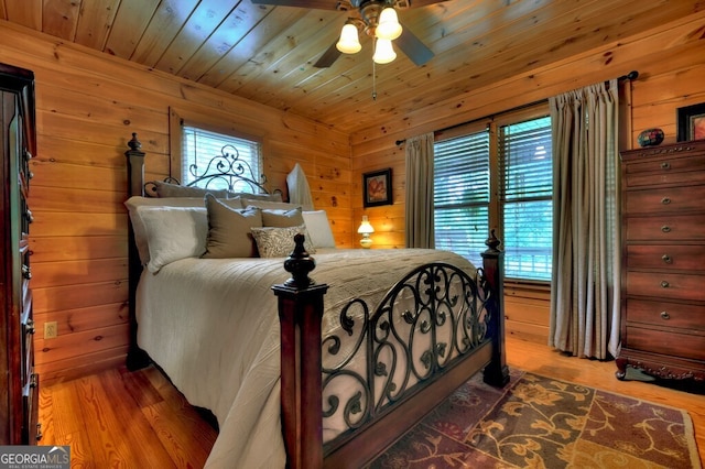 270 Stone Ln, Blue Ridge, GA 30513 - bedroom with wood finished floors and wood walls