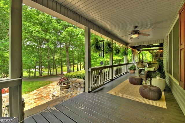 270 Stone Ln, Blue Ridge, GA 30513 - porch with a ceiling fan