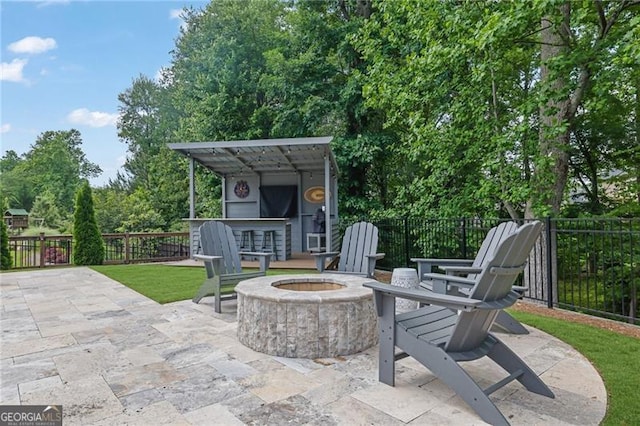 3330 Riverwalk Way, Cumming, GA 30040 - view of patio with a fire pit