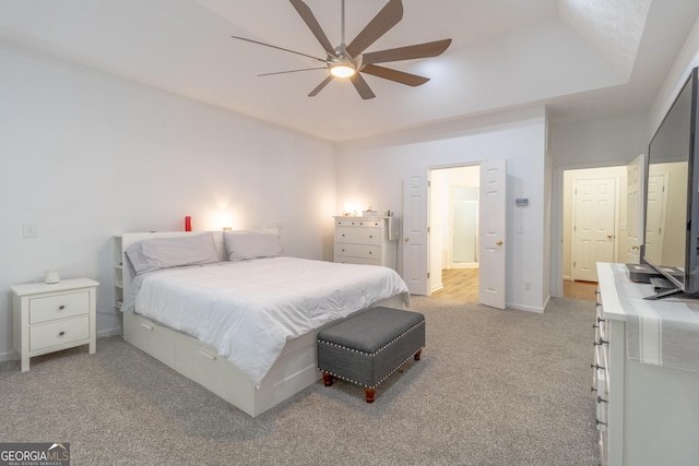 11389 Whitesville Rd, Fortson, GA 31808 - bedroom with light carpet, baseboards, and ceiling fan