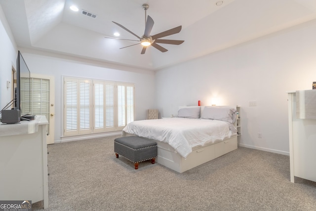 11389 Whitesville Rd, Fortson, GA 31808 - carpeted bedroom featuring recessed lighting, a ceiling fan, baseboards, and a raised ceiling