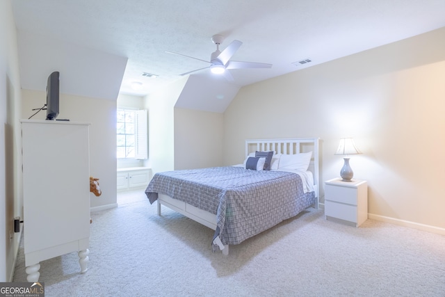 11389 Whitesville Rd, Fortson, GA 31808 - carpeted bedroom with lofted ceiling, baseboards, and ceiling fan