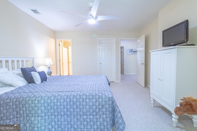 11389 Whitesville Rd, Fortson, GA 31808 - bedroom with light colored carpet and ceiling fan