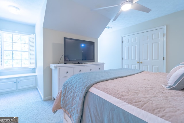 11389 Whitesville Rd, Fortson, GA 31808 - bedroom featuring light carpet, ceiling fan, a closet, and baseboards