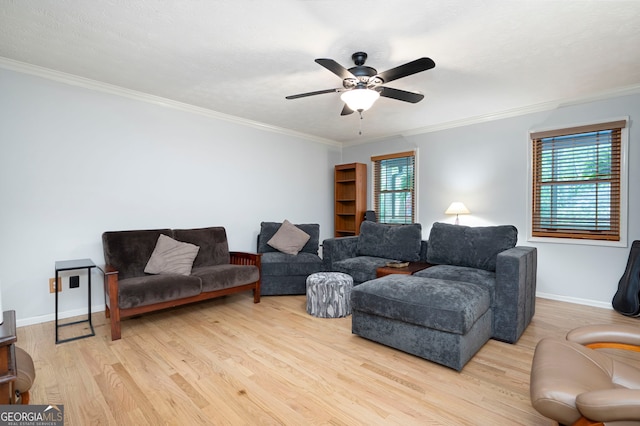 1560 Bubbling Creek Rd NE, Atlanta, GA 30319 - living area featuring light wood finished floors, crown molding, and a ceiling fan