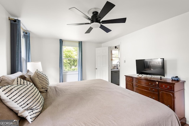 1682 Grace St SE, Atlanta, GA 30316 - bedroom featuring ceiling fan and a sink