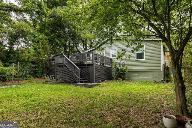 1682 Grace St SE, Atlanta, GA 30316 - view of green lawn featuring stairs and a wooden deck