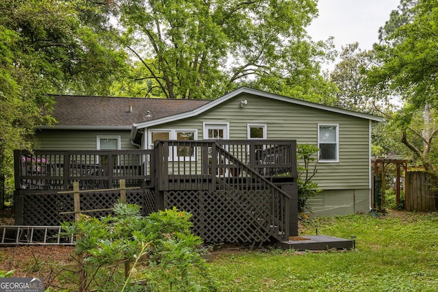 1682 Grace St SE, Atlanta, GA 30316 - back of property with a deck, stairs, and roof with shingles