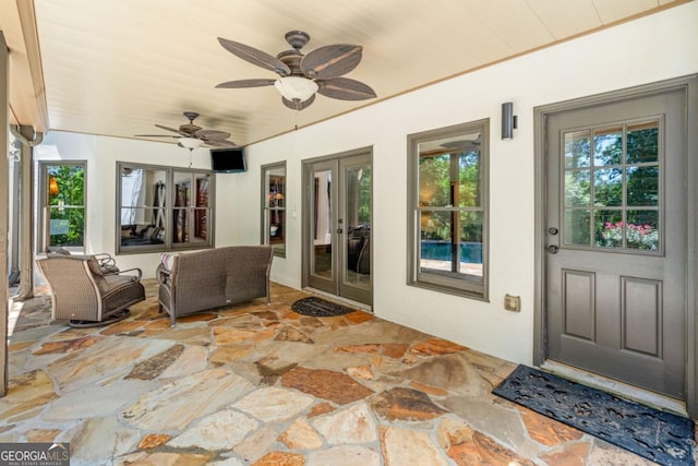 414 Dogwood Way, Canton, GA 30114 - view of patio with french doors, ceiling fan, and outdoor lounge area