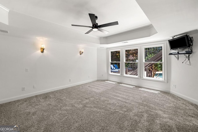 414 Dogwood Way, Canton, GA 30114 - spare room featuring a raised ceiling, carpet, ceiling fan, and baseboards