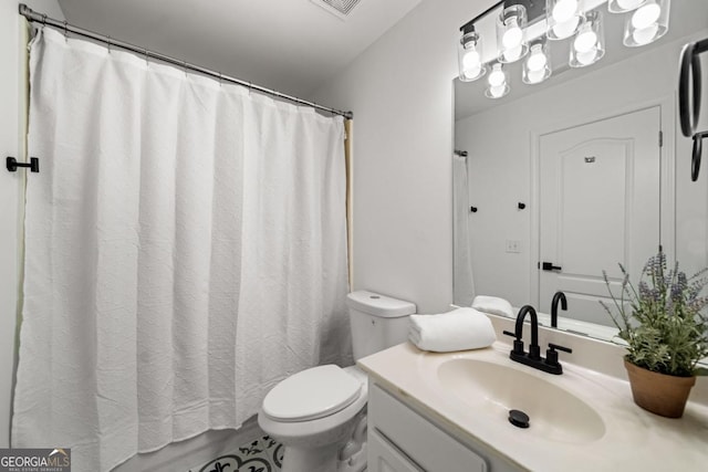 414 Dogwood Way, Canton, GA 30114 - full bathroom with toilet, vanity, and a shower with shower curtain